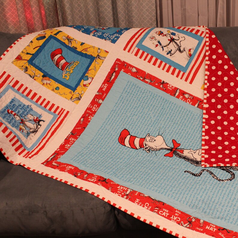 Cat in the Hat Quilt Dr. Seuss quilt child's quilt | Etsy