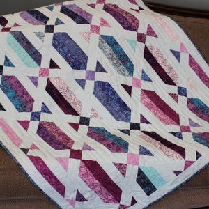 Handmade Quilt, Throw, Batik Quilt, Modern Quilt, Couch Quilt, bright colored quilt