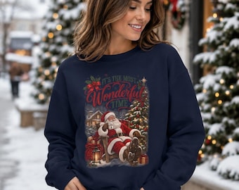 Sweat-shirt vintage Père Noël | C'est la période la plus difficile, Col rond des fêtes