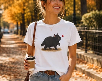 T-shirt chaton à dos court, T-shirt viral, T-shirt fantaisie aquarelle faune sauvage