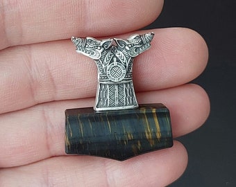 Men hawks eye necklace. Twin-wolves pendant. Special gifts for him. Thors hammer. Wolf gifts for men. Viking wolf. Unique men’s jewellery