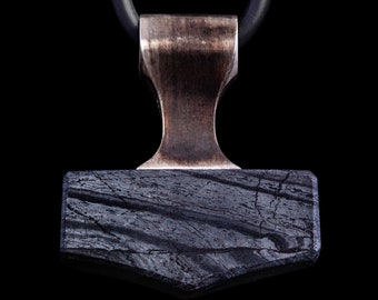 Hand Carved Hematite Mjolnir Pendant: Norse Viking Jewelry