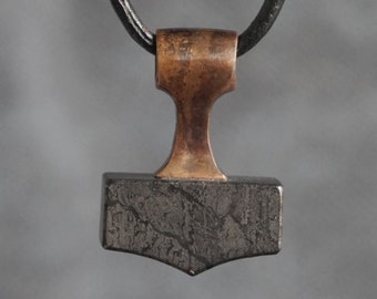 Hematite Mjolnir Pendant: Silver/Bronze Thor Hammer Amulet
