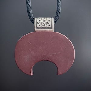 Half-moon pendant. Women&#39;s jasper pendant. Boho crescent necklace
