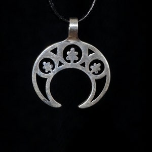 Sterling Silver Lunula Pendant: Slavic Crescent Moon Amulet