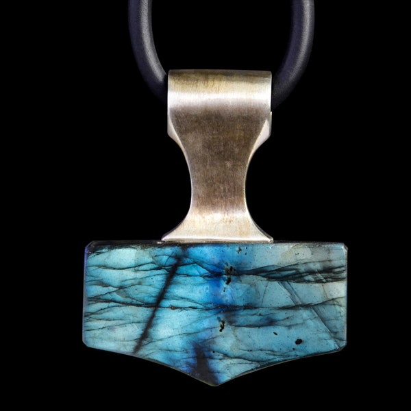 Labradorite Mjolnir pendant. Special gift for men / women. Thors hammer. Viking hammer pendant. Viking amulet. Unique Labradorite gifts