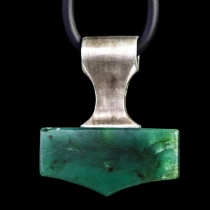 Handmade Jade Thor Hammer Pendant: Viking Necklace for Men