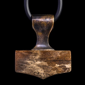 Mjolnir necklace. Petrified wood Viking pendant. Pagan Viking jewelry