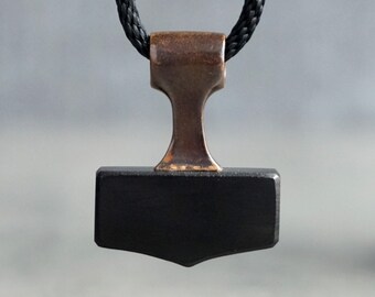 Obsidian Mjolnir Pendant: Norse Viking Jewelry Amulet