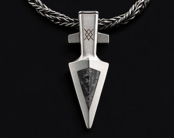 Gungnir Necklace Handcrafted Hematite Viking Arrowhead Pendant