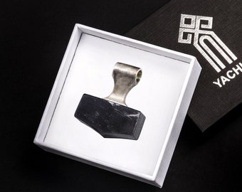 Obsidian Mjolnir Pendant: Hand-Carved Viking Hammer Necklace
