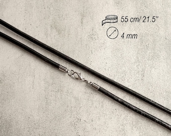 4 mm Black Leather Necklace Cord