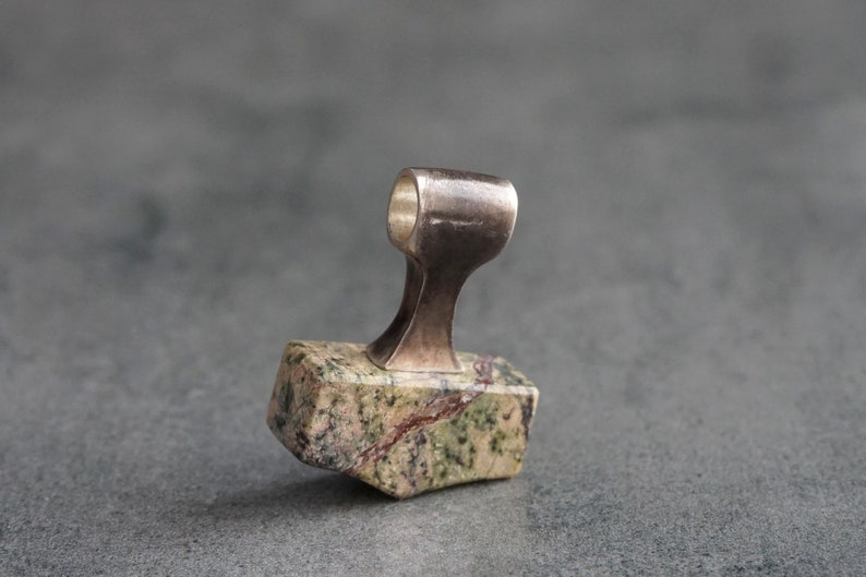 Norse Pagan Jewelry Viking Amulet with Handcarved Serpentine Natural Stone Thors Hammer Pendant Mjolnir Pendant Necklace