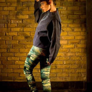 Green Print Yoga Leggings: High Waist Activewear, S/M