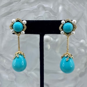 Turquoise enamel earrings