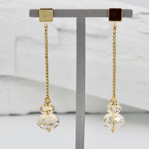 Swarovski Crystal & Rhinestone Long Dangle Earrings