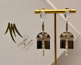 Art-deco gouden oorbellen