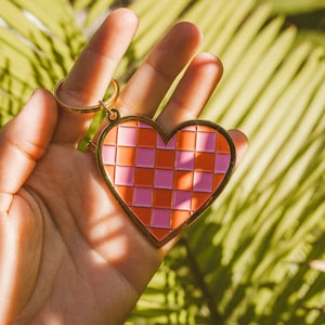 Checkered Heart Keychain