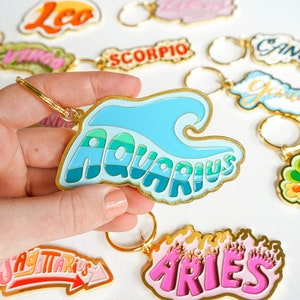 Aquarius Zodiac Keychain