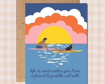 Paddle Out Surf- Friendship Greeting Card