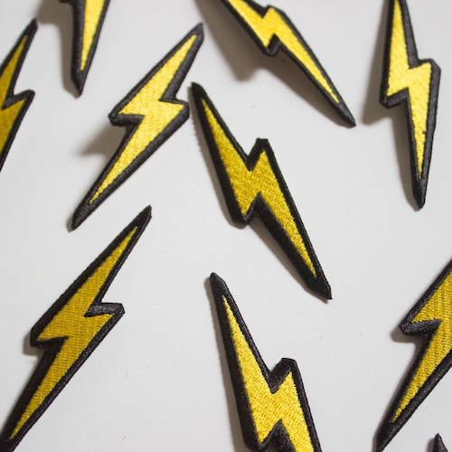 Thunderbolt Ironon Patch Lightning Bolt Badge DIY Etsy