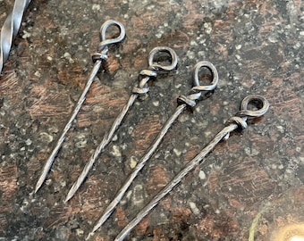 Hand Forged Stainless Steel Bar Drink Skewers - Cocktail Picks etc..