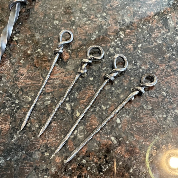 Hand Forged Stainless Steel Bar Drink Skewers - Cocktail Picks etc..