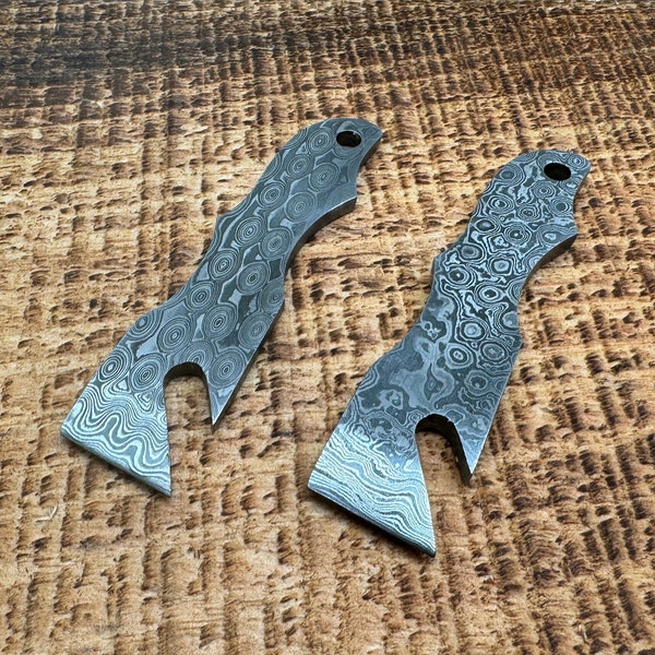 Handmade custom Damascus Prybar with lanyard hole