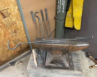 Heavy Duty Rebar Fire Poker  with comfy handle & free engraving - hand forged  to order