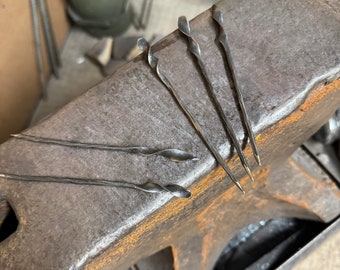 Hand Forged Stainless Steel Bar Drink Skewers - Twist Top -  Cocktail Picks etc..