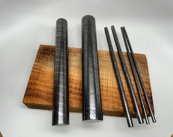 Custom handmade Real Damascus steel round bar - 10&quot; Long  ( 1.5&quot;, 1.25&quot;, 1&#39;, 1/2&quot;, 3/8&quot;, 1/4&quot;  / 38.1mm , 31.75mm, 25.5mm, 13mm, 9mm, 6mm)