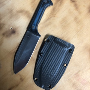 Handmade Camper Hunting Survival Knife  Blue/BLk G-10 Handle   w/ Custom Kydex Sheath -md