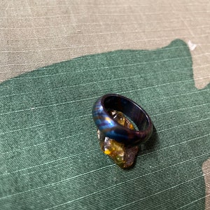 Handmade colorful Timascus Ring (Titanium Damascus) - Unique Wedding Band - Anniversary Ring Gift For Him or Her  (16mm ID - sz5.5)