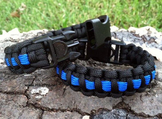 Thin Blue Line custom550 Paracord Survival Bracelet Covert Band W/H Universal Handcuff Key Buckle