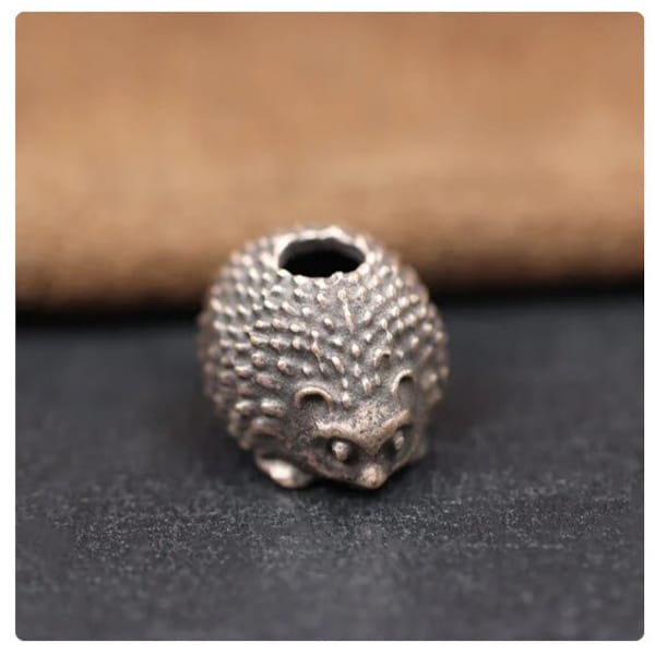 Brass Hedgehog bead  -Knife Lanyard BEAD - Paracord - 5mm - EDC (Pendants,  Keychain, Necklace, Zipper Pull )