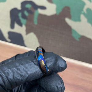 Handmade colorful Timascus Ring (Titanium Damascus) - Unique Wedding Band - Anniversary Ring Gift For Him or Her  (22mm ID - sz12-13)