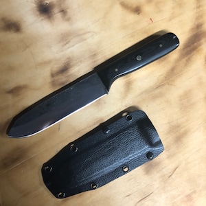 Hand Forged  Heavy Duty Camper Chopper Survival Knife  5.9&quot; blade  G-10  w/ Custom Kydex Sheath