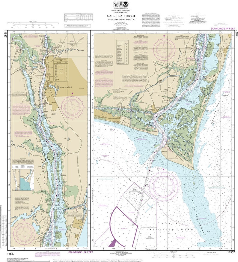 Custom Chart of Cape Fear River Cape Fear to Wilmington 11537 Etsy