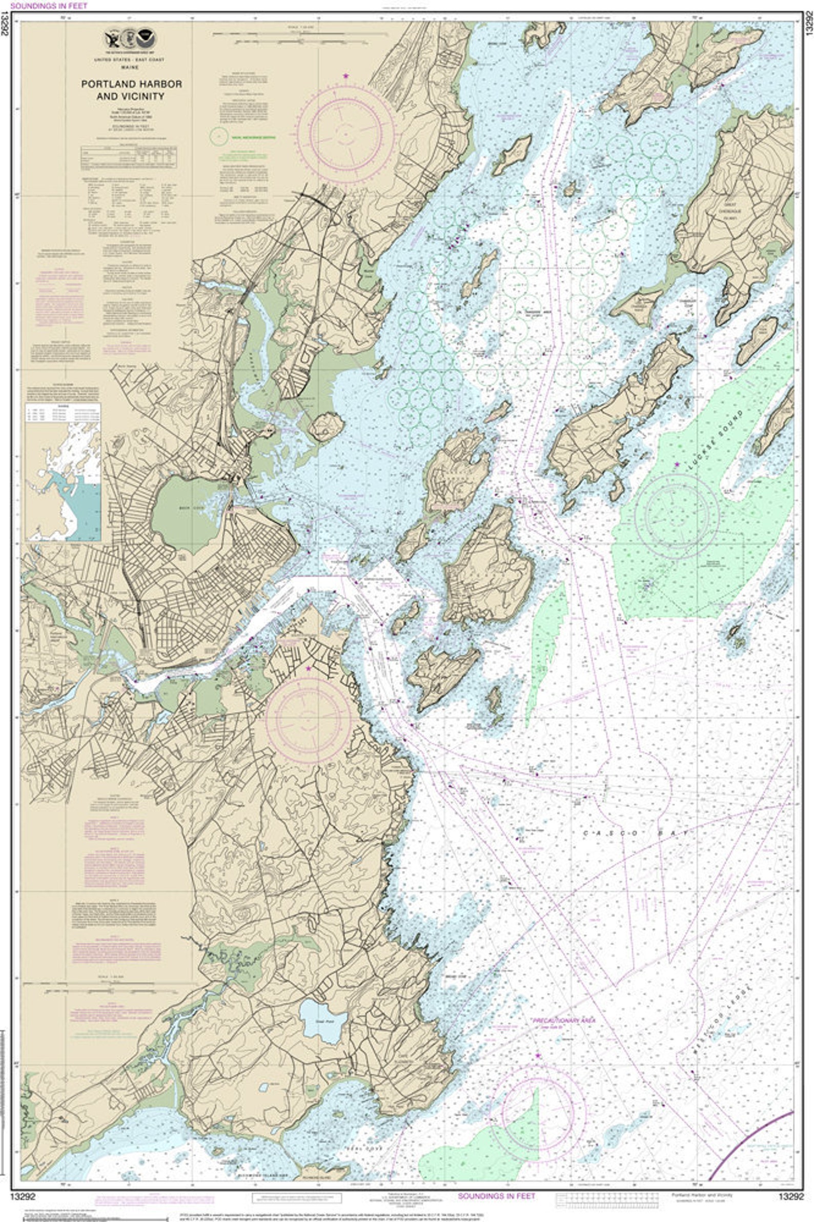 Official Noaa Chart of Portland Harbor and Vicinity 13292 Etsy