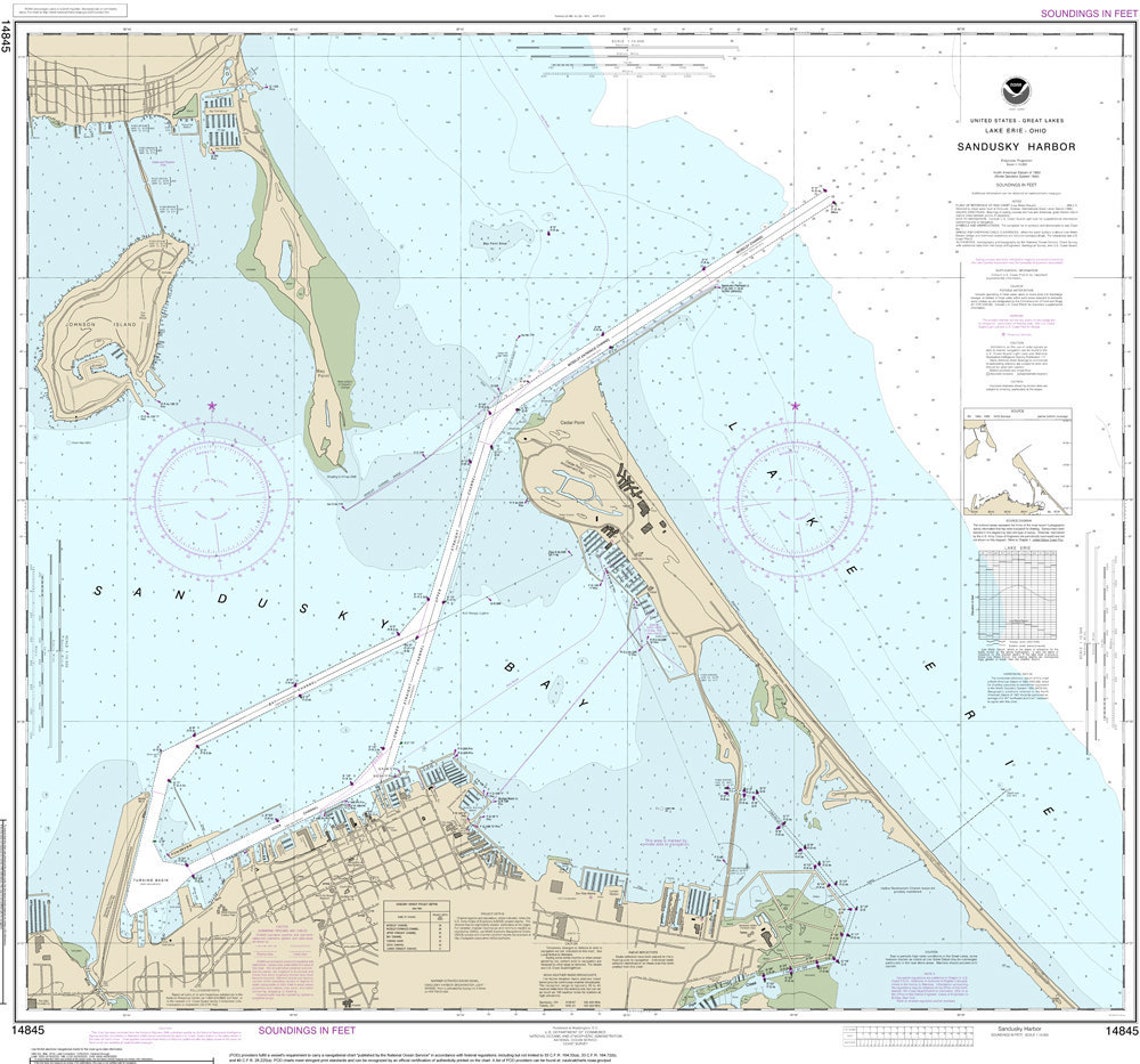 Official Noaa Chart of Sandusky Harbor 14845 Etsy