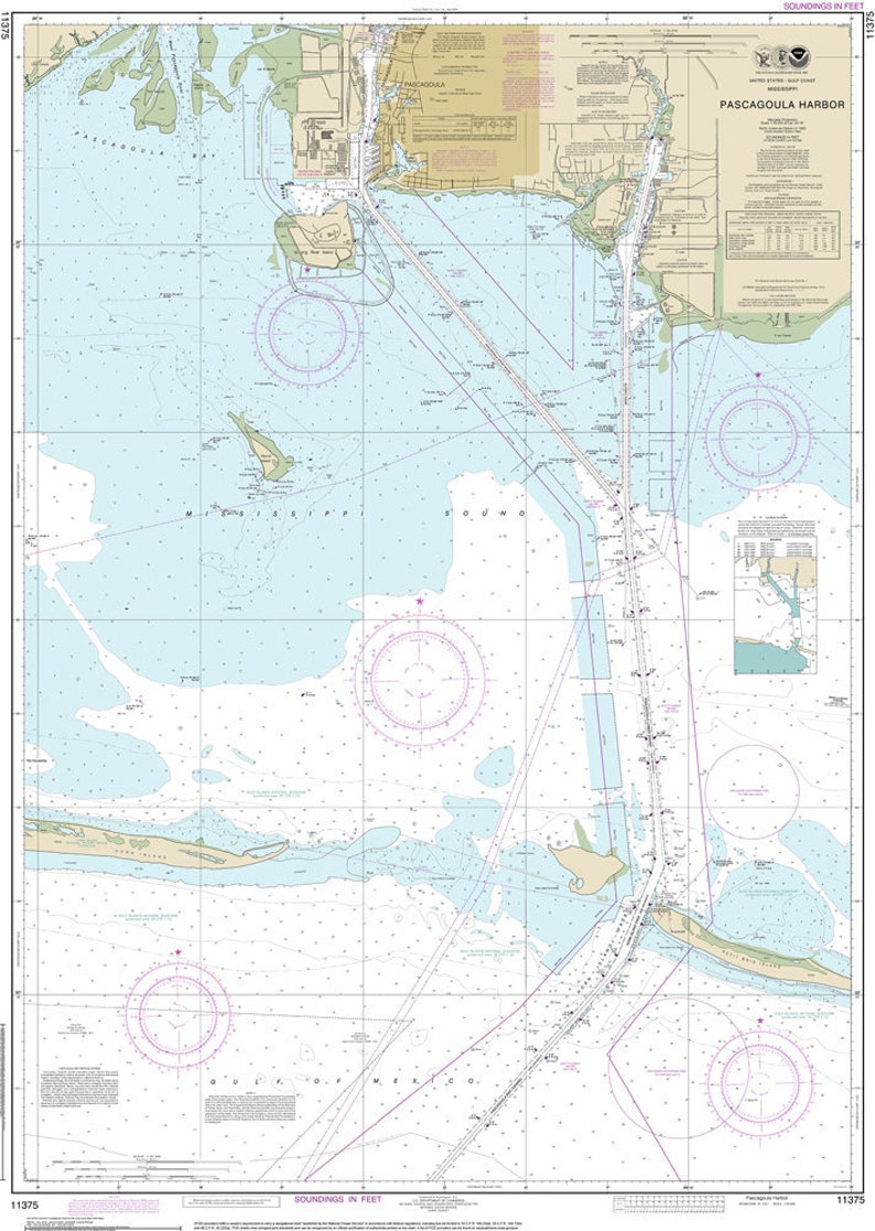 Custom Chart of Pascagoula Harbor 11375 Etsy