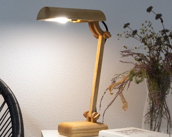 Adjustable Wooden Desk Lamp, Oak, Ash or Walnut Table Lamp, Modern Minimalist Desk Light, Flexible Reading Lamp for Office or Bedside