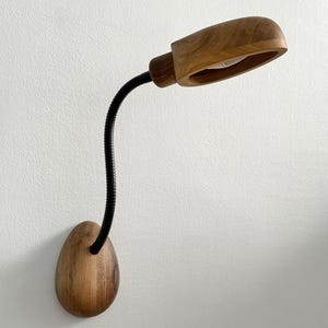 Wooden Wall Sconce with Flexible Gooseneck, Bedside Reading Lamp, Adjustable Oak Walnut Ash Wall Light, Modern Minimalist Light