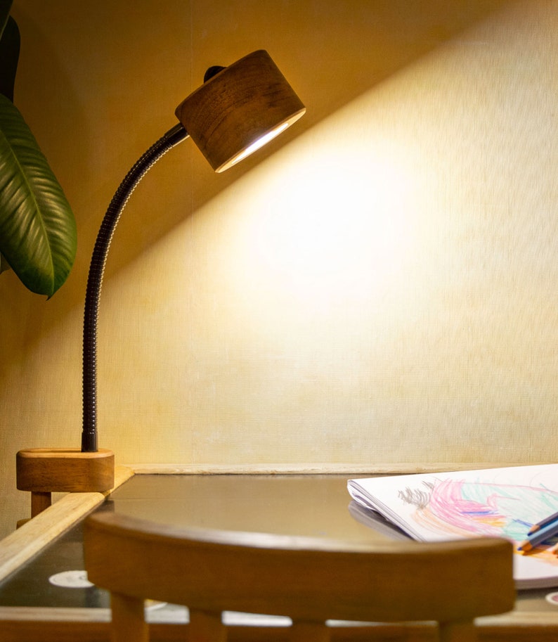 Wooden Clamp Lampgooseneck Lampbedside Lamptable Clamp Etsy