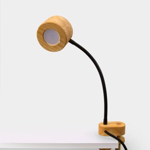 Wooden clamp lamp-Gooseneck lamp-Bedside lamp-Table clamp lamp-Desk lamp-Industrial lighting-Home decor-Desk accessories. image 5
