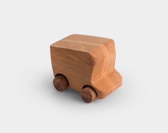 Bus - wooden toy car, pull toy, natural eco finish. All corners are smooth - drive safely!