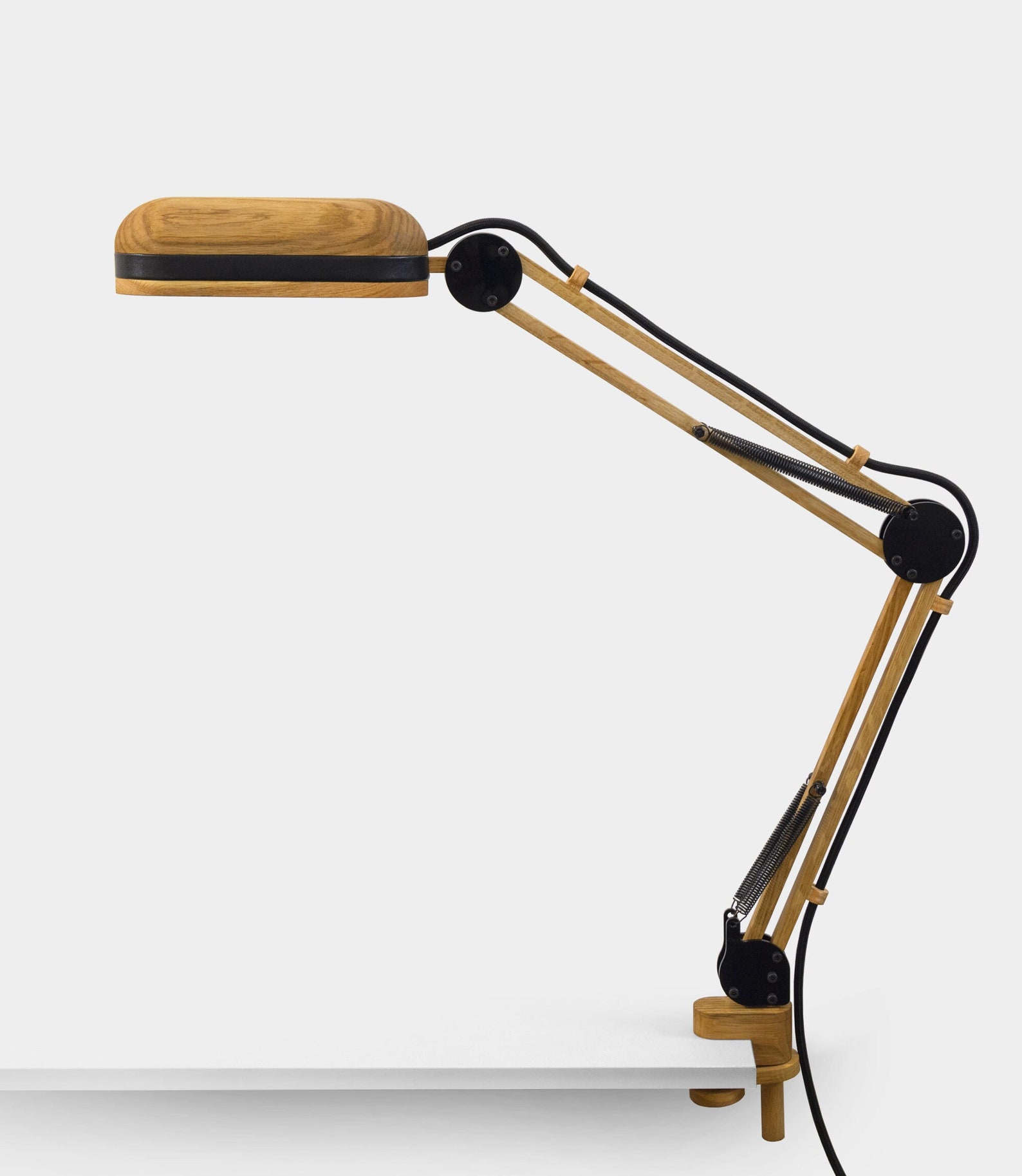 Swing Arm Lamp Wooden Clamp Lamp Architect Lamp Wood Light Etsy