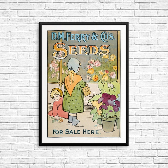 Garden Farm Vintage Seed Cover Picture Art Print Poster A4 A3 A2 A1