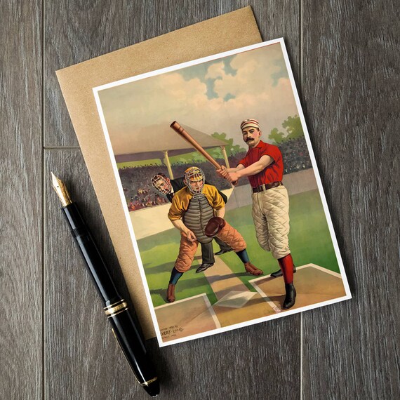 Baseball Birthday Gift Ideas Baseball Greeting Cards Vintage Etsy
