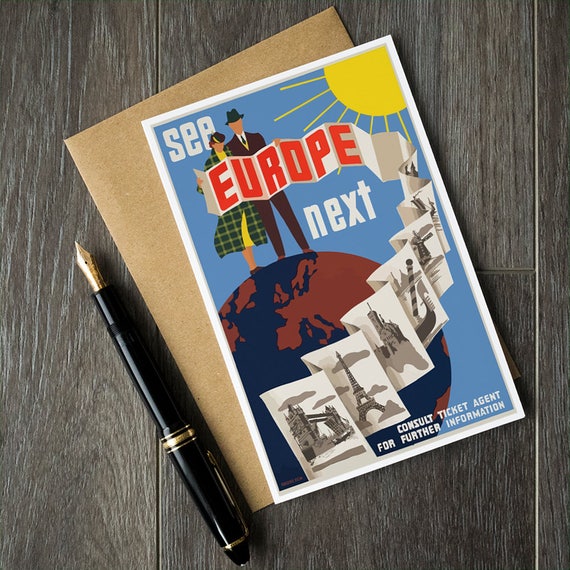European travel birthday cards europe vacation post cards Etsy